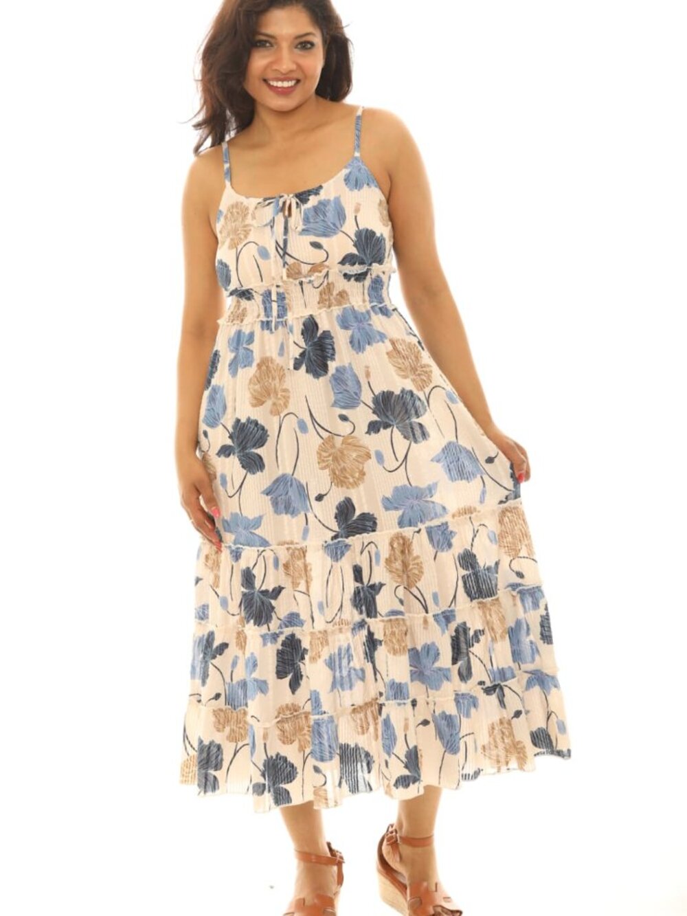 Floral Tiered Maxi Dress with Smocked Waist